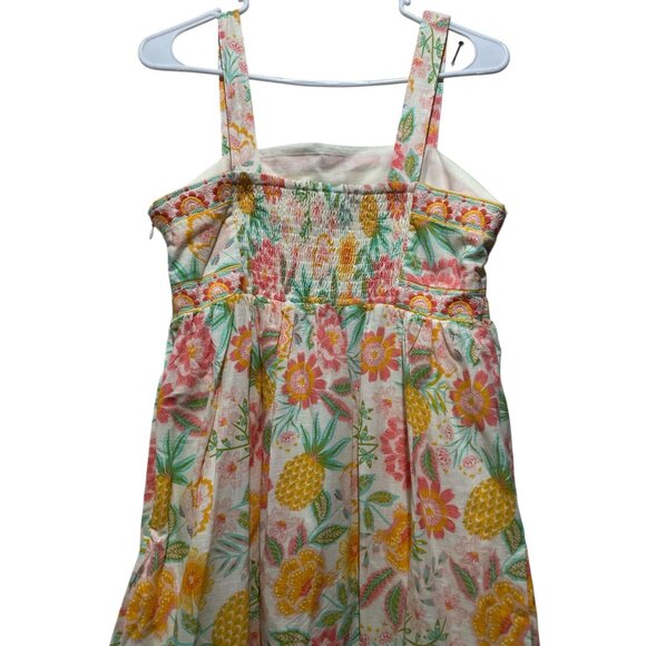 Rachel Zoe Tropical Pineapple Maxi Dress 4 Floral Embroidered Tiered Babydoll - Picture 8 of 15